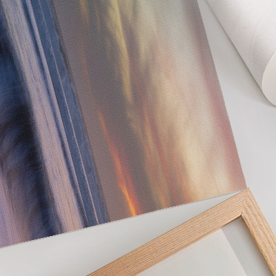 Lámina para cuadro Olas oceánicas en tonos pastel y la puesta de sol.