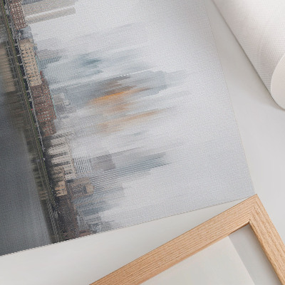 Póster Reflejo pastel de la modernidad en la ciudad brumosa