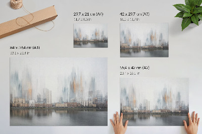 Póster Reflejo pastel de la modernidad en la ciudad brumosa