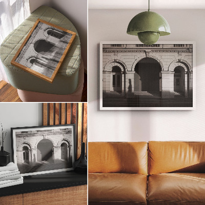 Arte de pared arquitectura elegante con arcos clásicos y sombras
