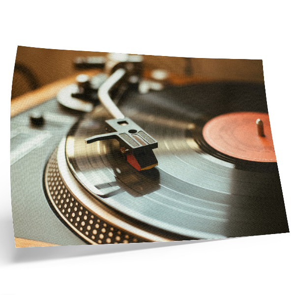 Póster Gramófono con ambiente musical vintage y nostálgico