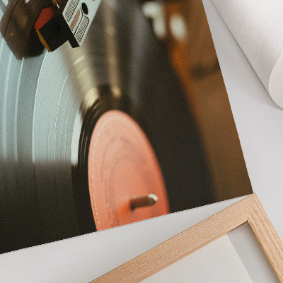 Póster Gramófono con ambiente musical vintage y nostálgico