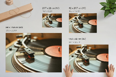 Póster Gramófono con ambiente musical vintage y nostálgico