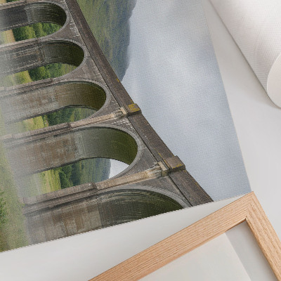 Arte de pared majestuoso puente de arco entre la vegetación