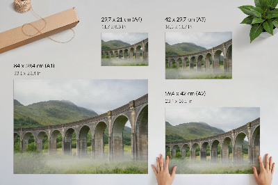 Arte de pared majestuoso puente de arco entre la vegetación