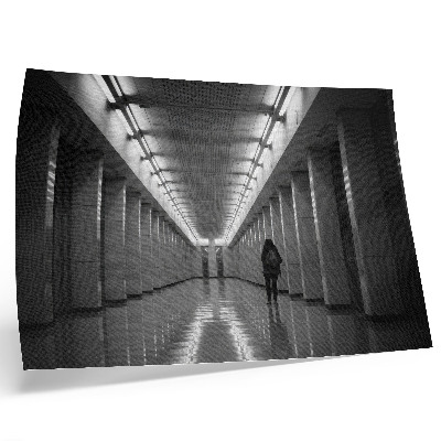 Arte de pared Pasillo monocromático con columnas