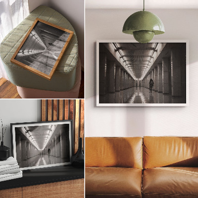 Arte de pared Pasillo monocromático con columnas