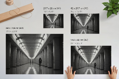 Arte de pared Pasillo monocromático con columnas