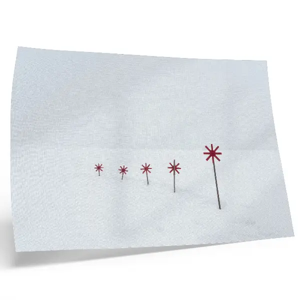 Póster con diseño de estrellas minimalistas blancas y rojas de invierno