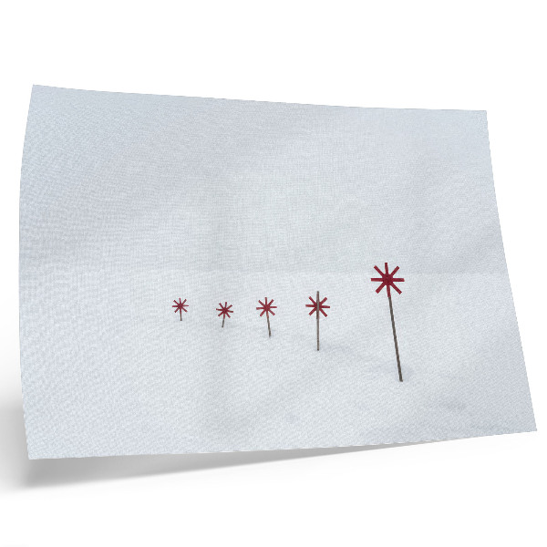 Póster Estrellas minimalistas blancas y rojas de invierno