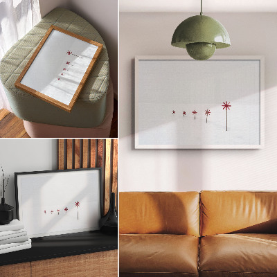Póster Estrellas minimalistas blancas y rojas de invierno