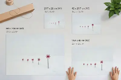 Póster con diseño de estrellas minimalistas blancas y rojas de invierno