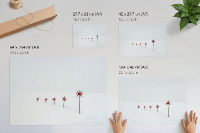 Póster Estrellas minimalistas blancas y rojas de invierno