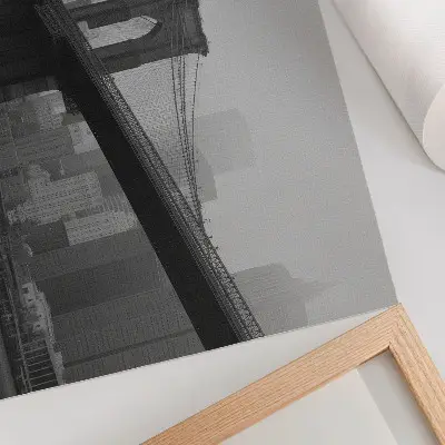 Lámina para cuadro del puente y la ciudad en tonos grises con estilo elegante