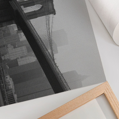 Lámina para cuadro El puente y la ciudad en tonos grises, paz y elegancia.
