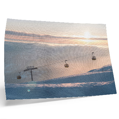 Lámina para cuadro Paisaje invernal con teleférico