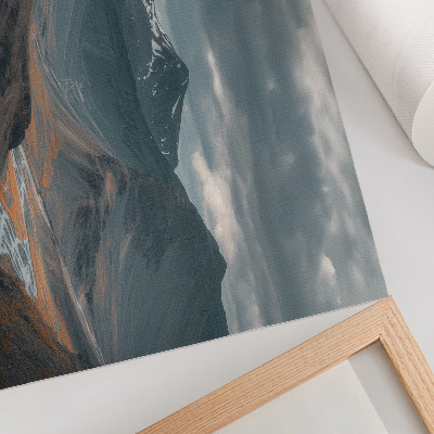 Arte de pared Montañas sombrías, arroyos anaranjados, nubes dramáticas