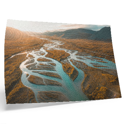 Arte de pared Río majestuoso, colinas doradas, agua turquesa