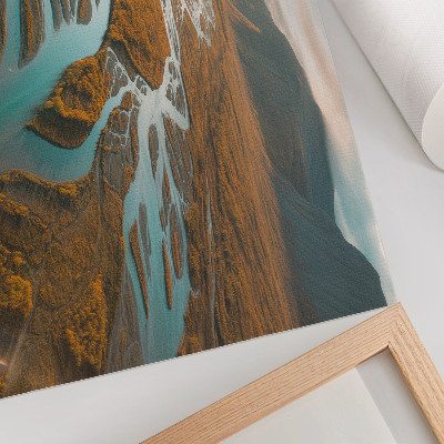 Arte de pared Río majestuoso, colinas doradas, agua turquesa