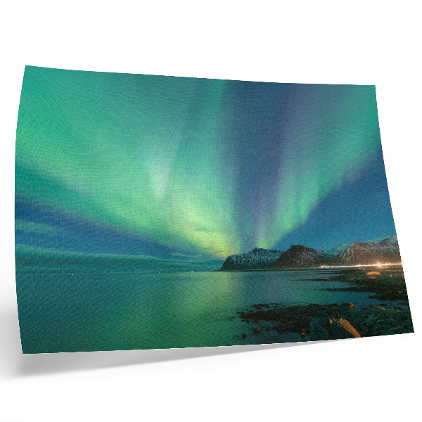 Póster Aurora boreal sobre el mar, una atmósfera mágica