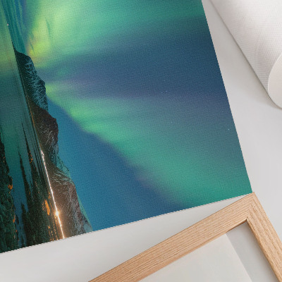 Póster Aurora boreal sobre el mar, una atmósfera mágica