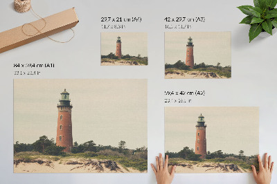 Póster Faro, arena, árboles, armonía de la naturaleza