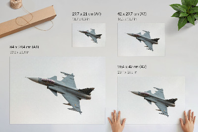 Lámina para cuadro Un moderno avión de combate en vuelo contra el cielo.