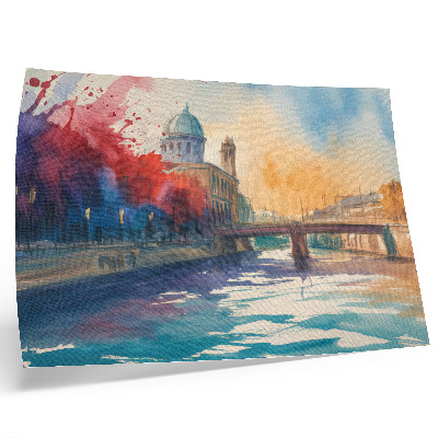 Arte de pared Reflejos de agua en la cúpula de un puente urbano con acuarela