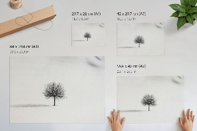 Arte de pared Motivo de armonía en un paisaje minimalista de árboles invernales