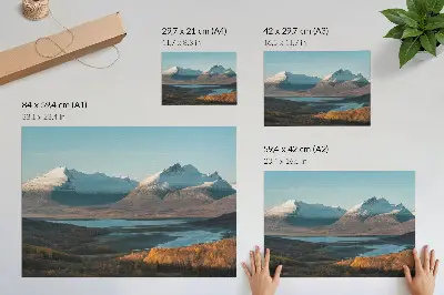Lámina para cuadro montañas pintorescas con colores otoñales