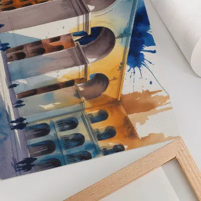 Póster arquitectura urbana con acuarela y elegantes arcos