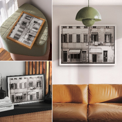 Lámina para cuadro La fachada del edificio de apartamentos, el contraste entre blanco y negro, el minimalismo.