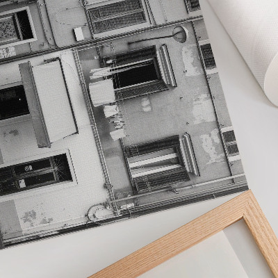 Lámina para cuadro La fachada del edificio de apartamentos, el contraste entre blanco y negro, el minimalismo.