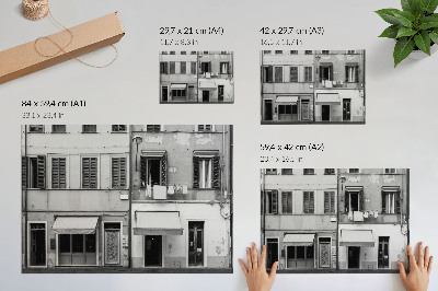Lámina para cuadro La fachada del edificio de apartamentos, el contraste entre blanco y negro, el minimalismo.