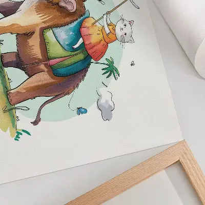Arte de pared gato sobre un mamut con temática de magia natural fantástica