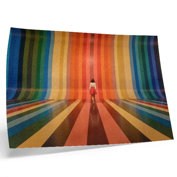 Lámina para cuadro espacio de inspiración con figuras de rayas de colores