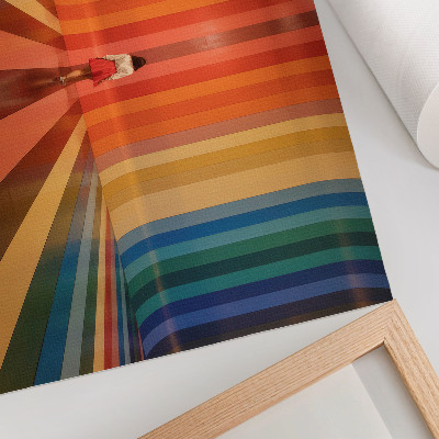 Lámina para cuadro Espacio de inspiración de figuras con rayas de colores
