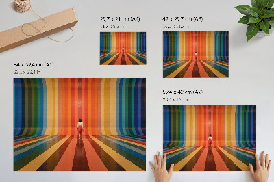 Lámina para cuadro Espacio de inspiración de figuras con rayas de colores