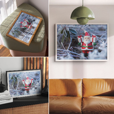 Arte de pared Papá Noel con regalos en un entorno invernal