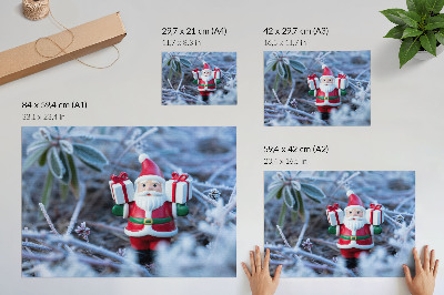 Arte de pared Papá Noel con regalos en un entorno invernal
