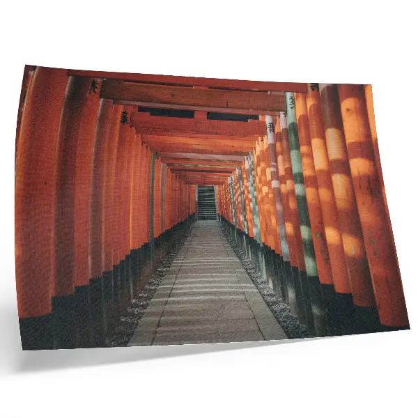 Arte de pared columnas con túnel naranja de simetría y profundidad
