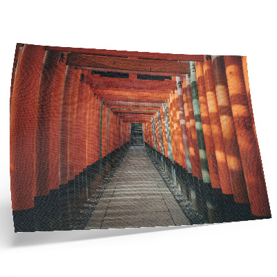 Arte de pared columnas con túnel naranja de simetría y profundidad