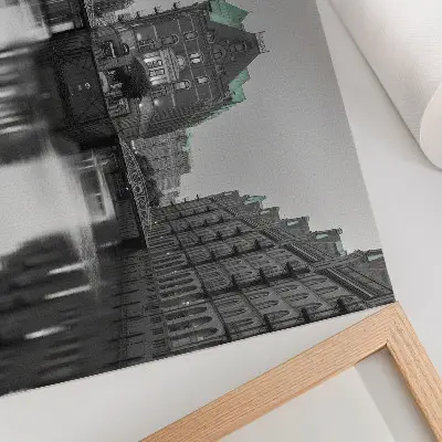 Póster canal con edificios industriales y reflejos en el agua