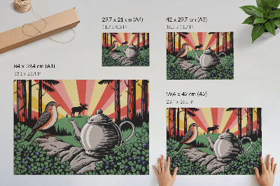 Arte de pared Una escena forestal dinámica y rica en detalles.