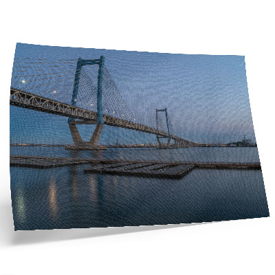 Lámina para cuadro Puente con el crepúsculo de fondo, aguas tranquilas, modernidad.