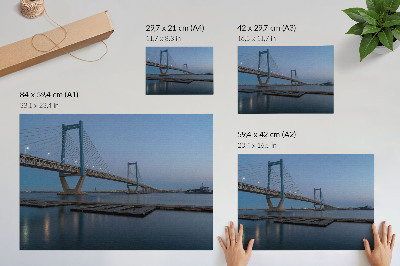 Lámina para cuadro Puente con el crepúsculo de fondo, aguas tranquilas, modernidad.