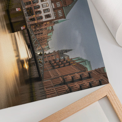 Póster Arquitectura atmosférica, puente, atardecer, agua tranquila