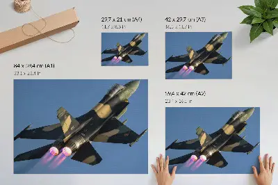 Póster avión a reacción con colores intensos del cielo