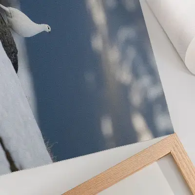 Arte de pared ave en un paisaje invernal nevado con diseño de dulzura