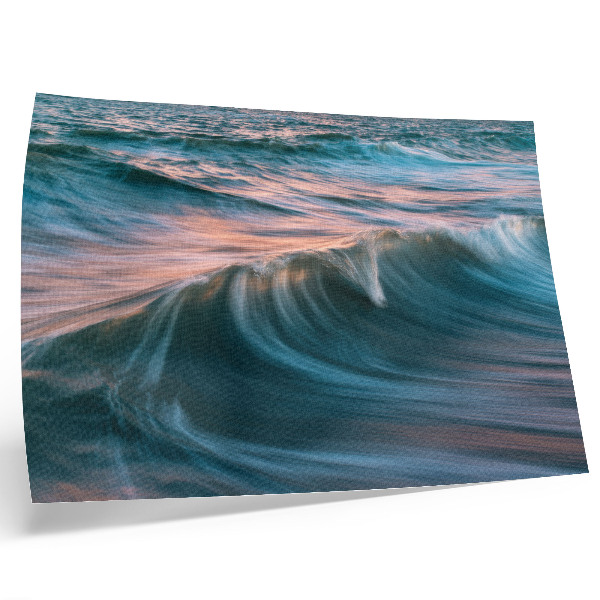 Lámina para cuadro Ondas dinámicas de atardecer turquesa y azul